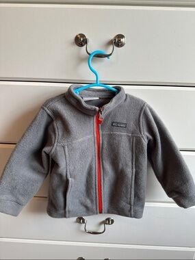 Columbia Gray Fleece Jacket with Orange Zipper
